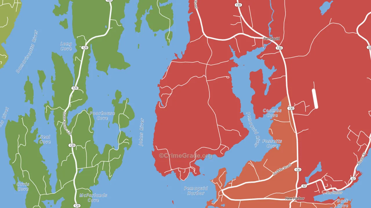 Pemaquid Harbor, ME Map of Burglary Rates