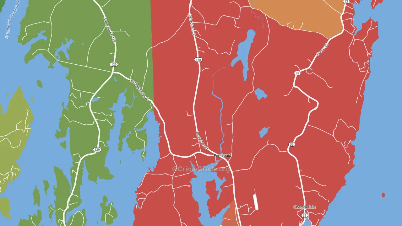Pemaquid, ME Map of Burglary Rates