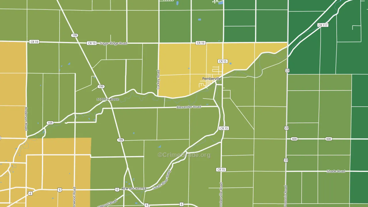 Pemberville, OH Map of Burglary Rates