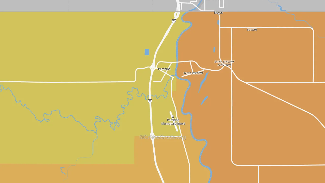 Pembina, ND Map of Burglary Rates
