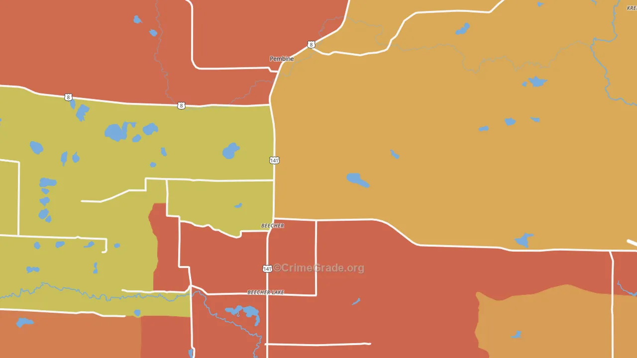 Pembine, WI Map of Burglary Rates
