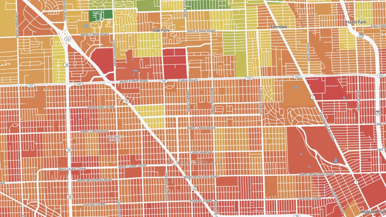 Pembroke, Detroit, MI Map of Burglary Rates