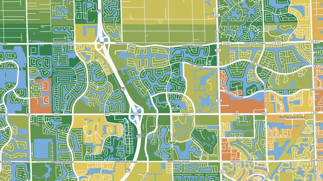 Pembroke Falls, Pembroke Pines, FL Map of Burglary Rates