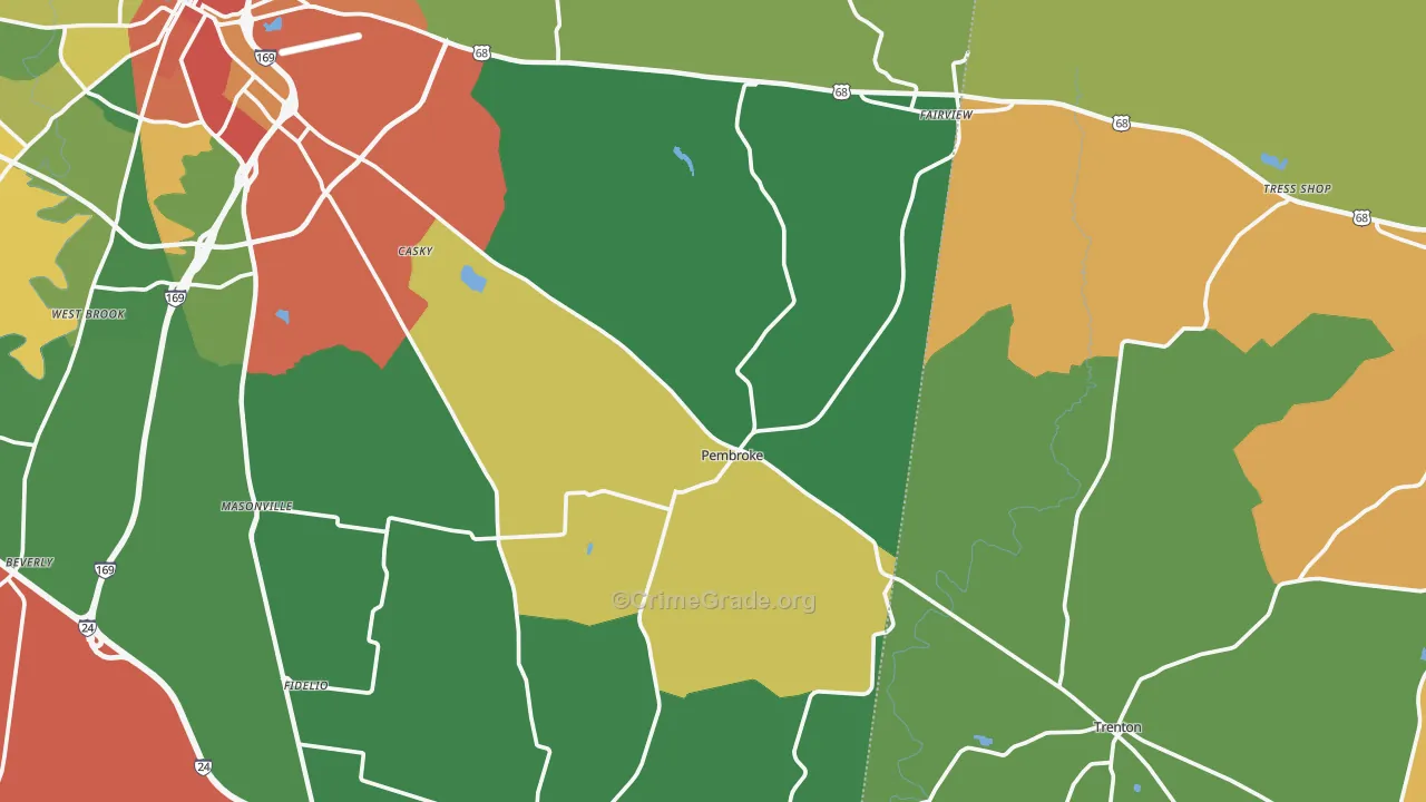 Pembroke, KY Map of Burglary Rates