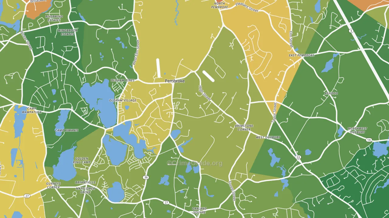 Pembroke, MA Map of Burglary Rates