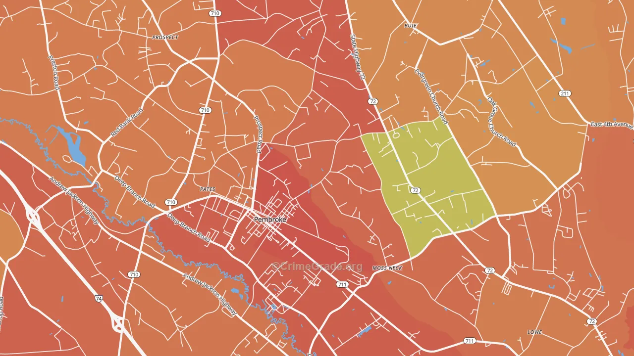 Pembroke, NC Map of Burglary Rates