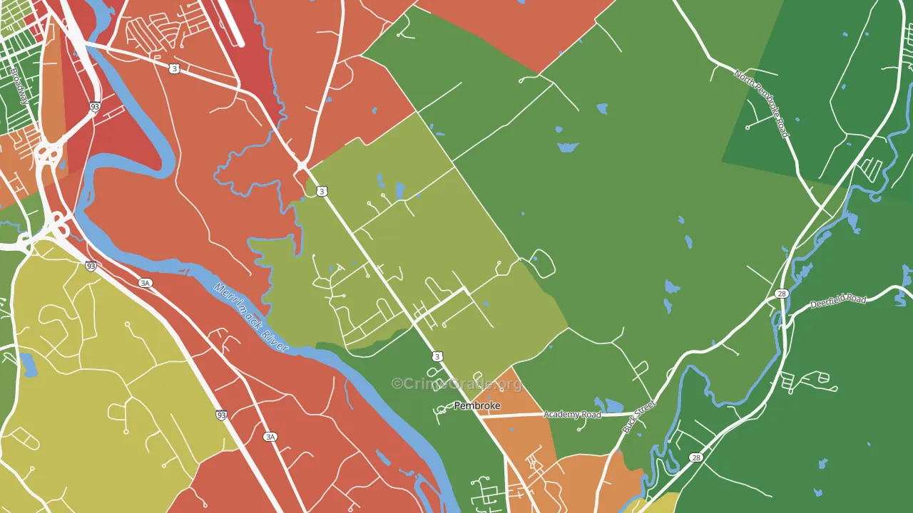 Pembroke, NH Map of Burglary Rates