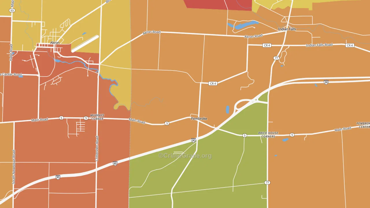 Pembroke, NY Map of Burglary Rates