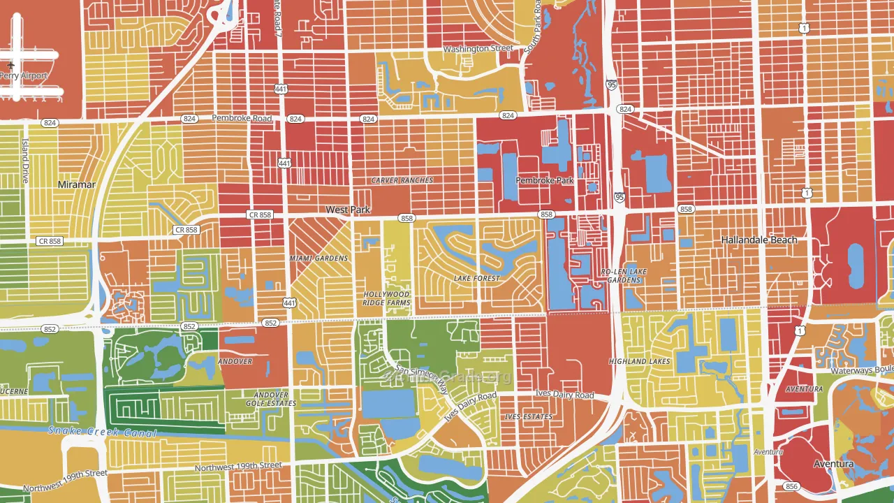 Pembroke Park, FL Map of Burglary Rates