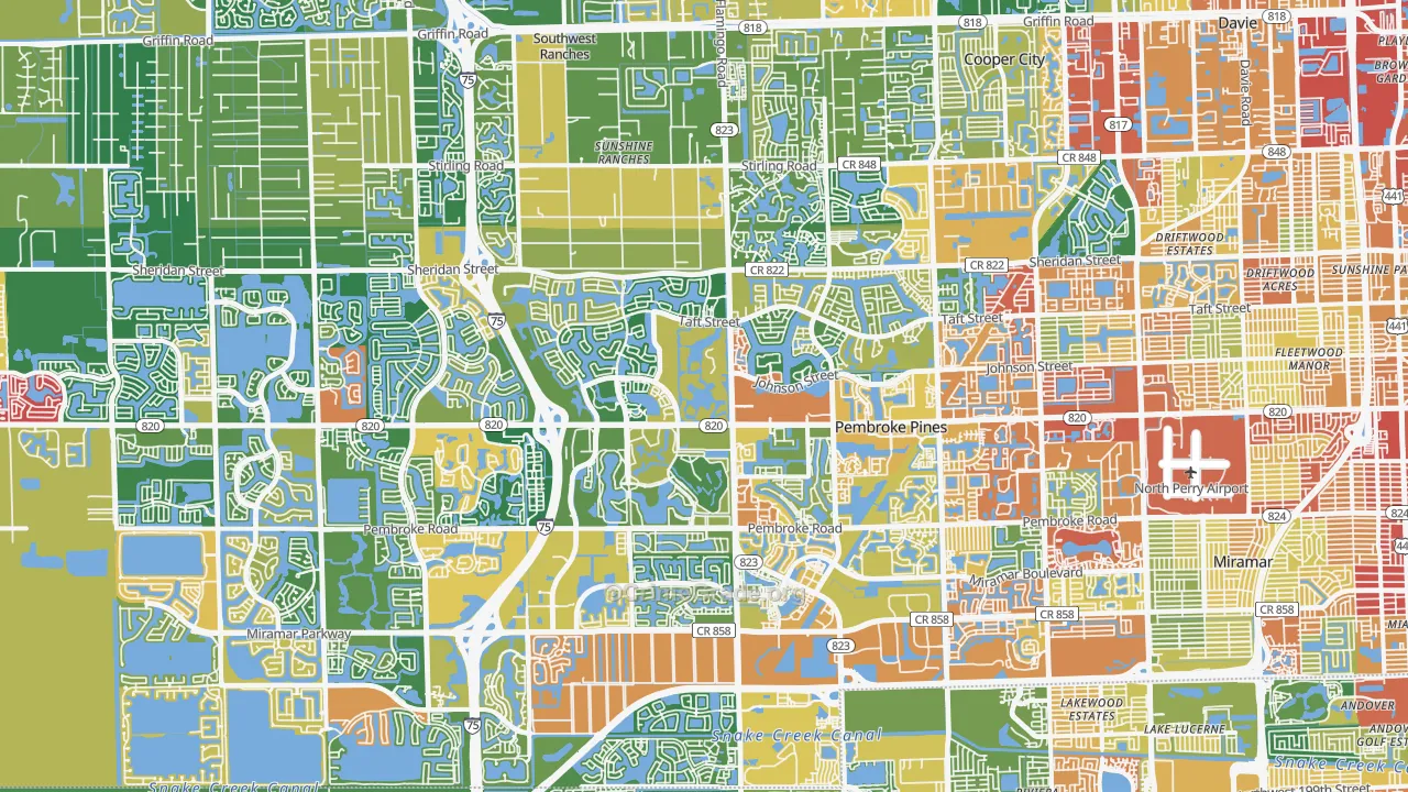 Pembroke Pines, FL Map of Burglary Rates