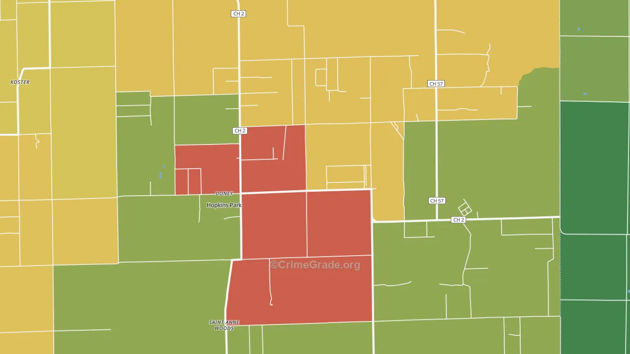 Pembroke Township, IL Map of Burglary Rates