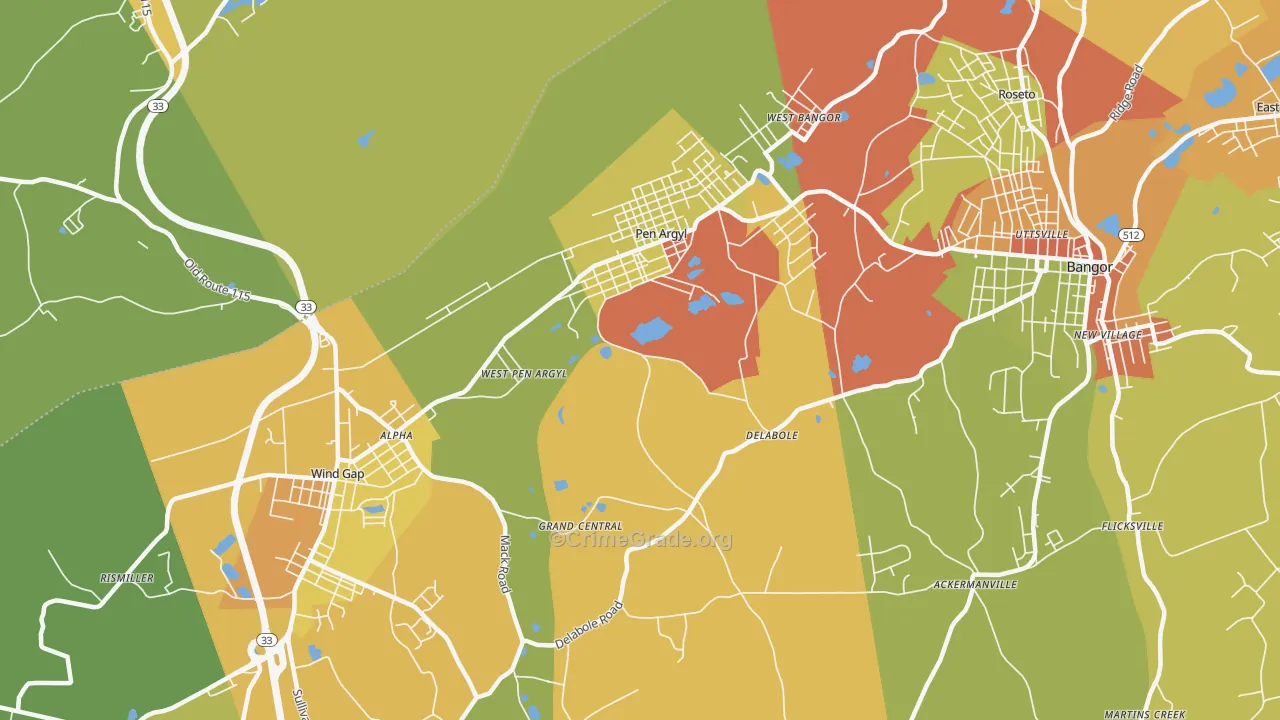 Pen Argyl, PA Map of Burglary Rates