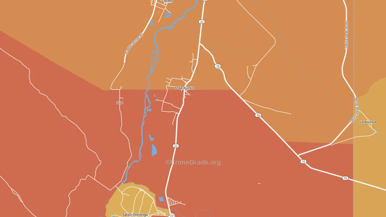 Pena Blanca, NM Map of Burglary Rates