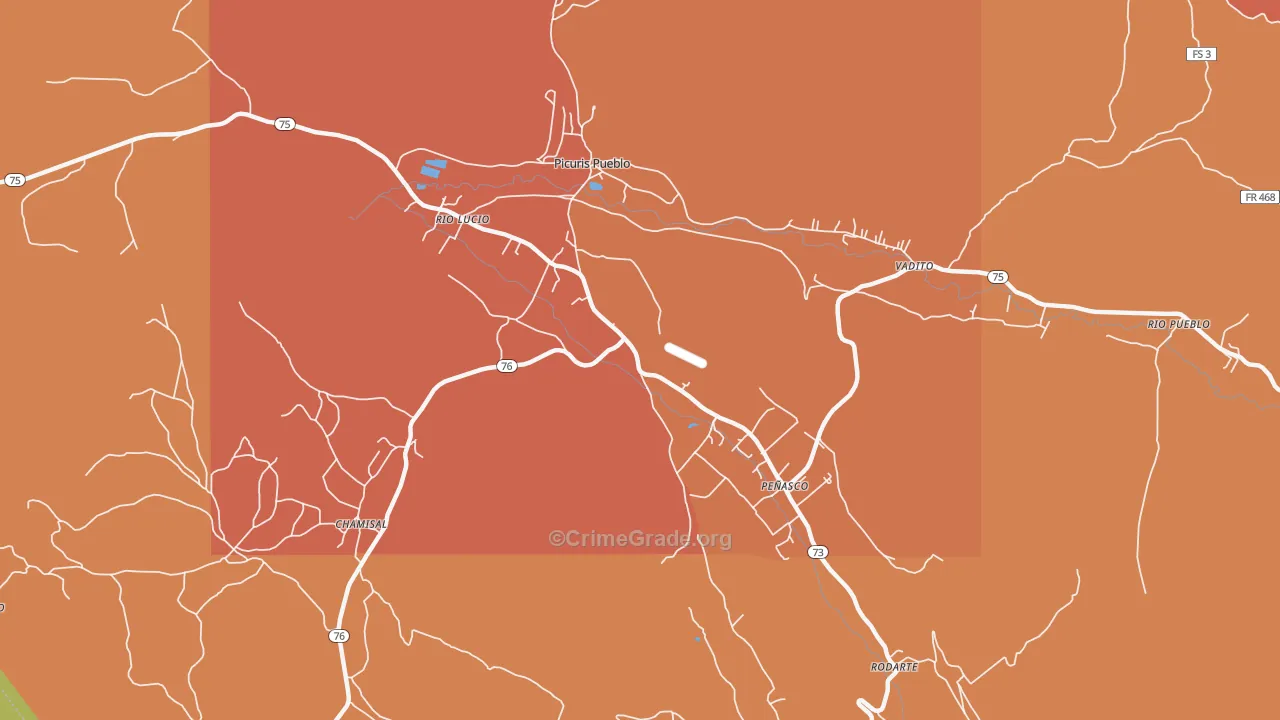 Penasco, NM Map of Burglary Rates
