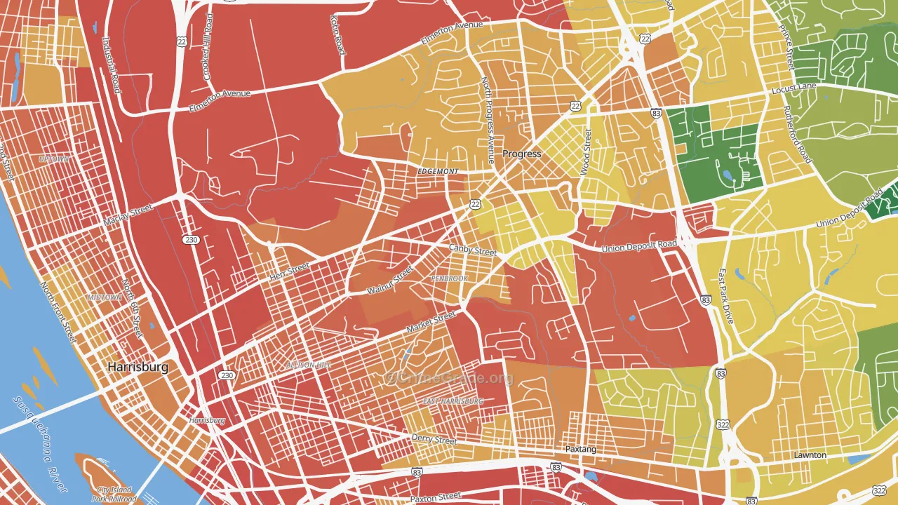 Penbrook, PA Map of Burglary Rates