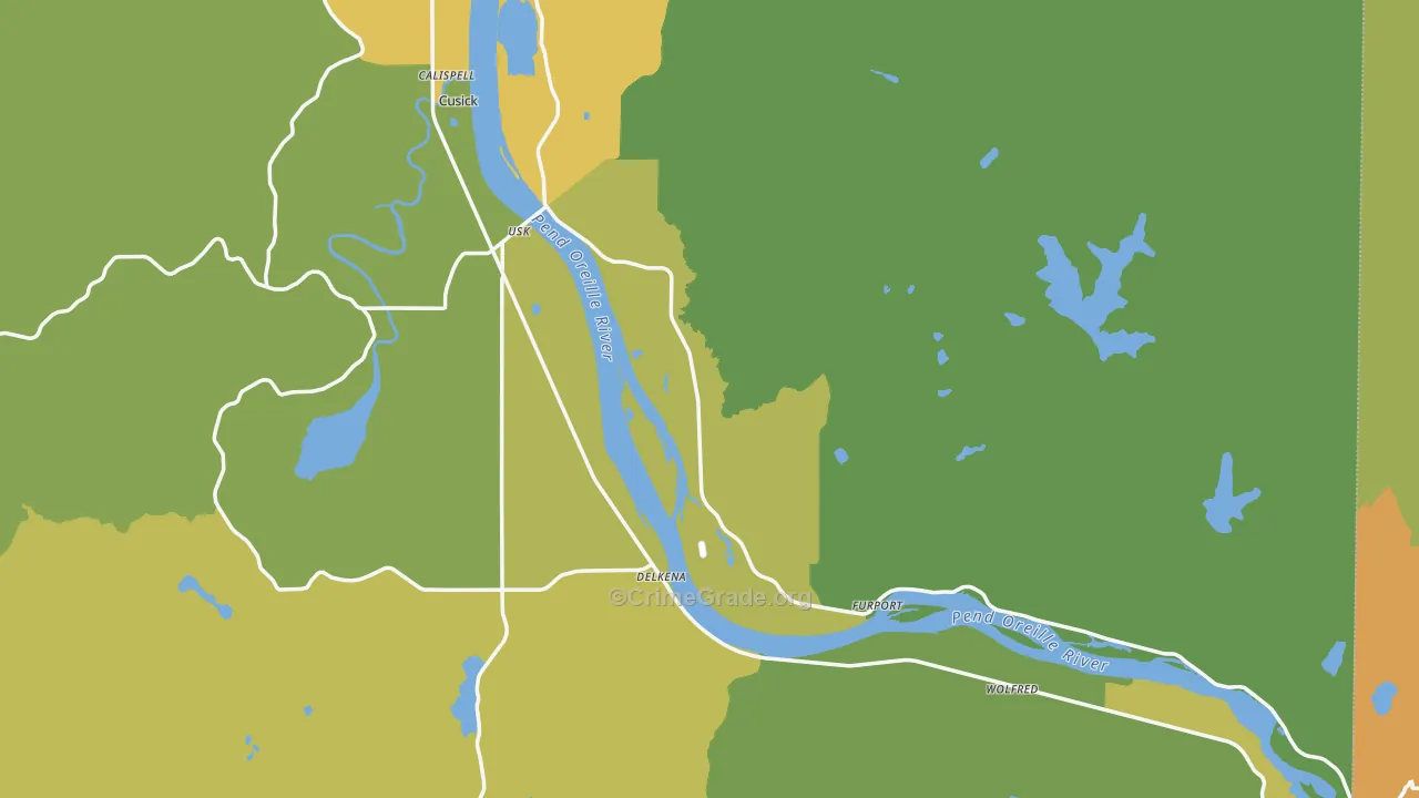 Pend Oreille County, WA Map of Burglary Rates