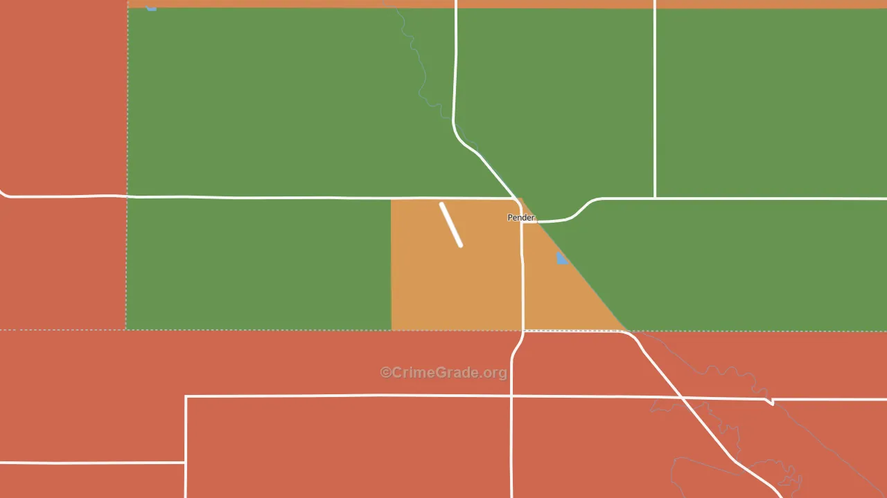 Pender, NE Map of Burglary Rates