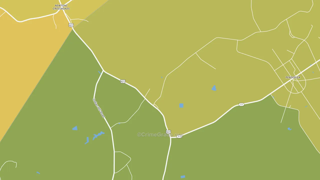 Penderlea, NC Map of Burglary Rates