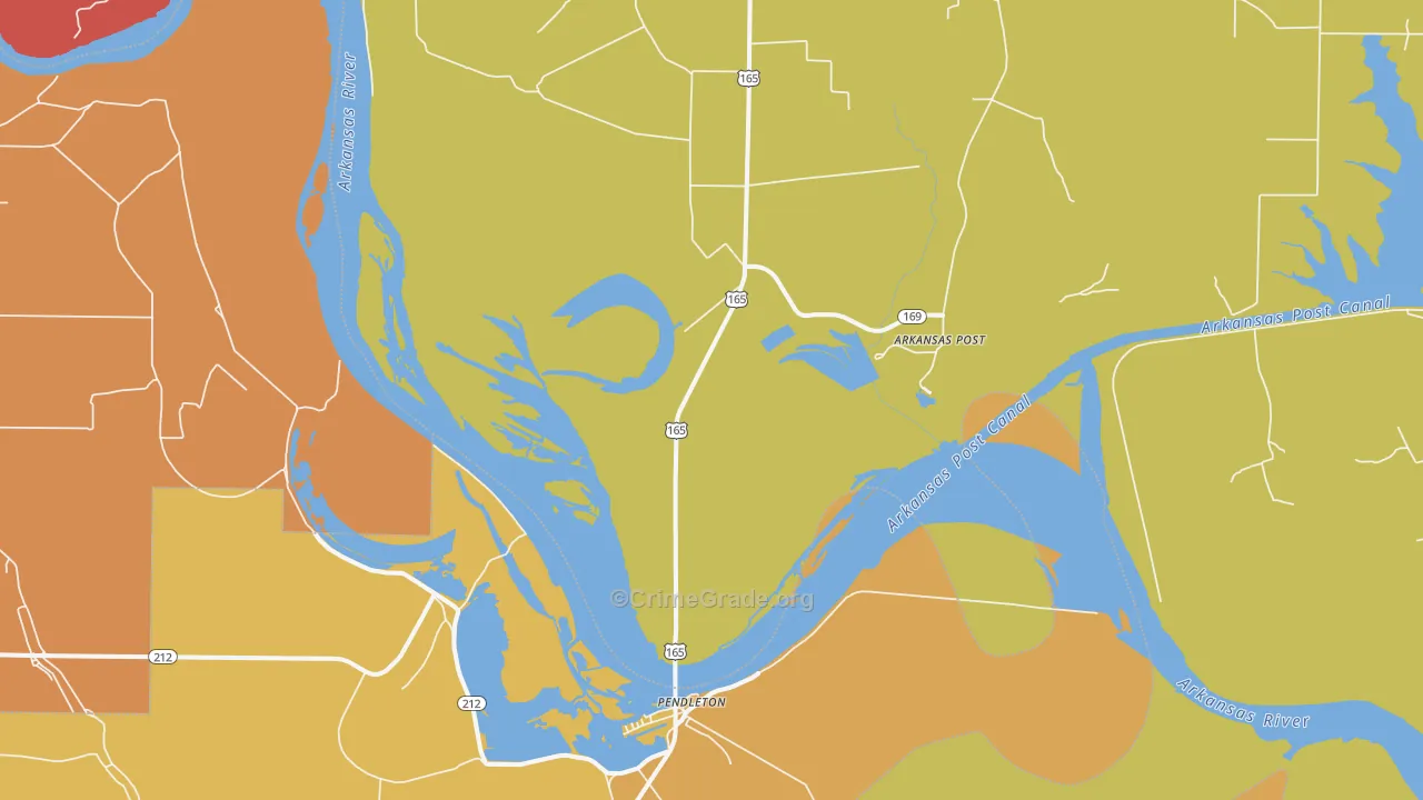 Pendleton, AR Map of Burglary Rates