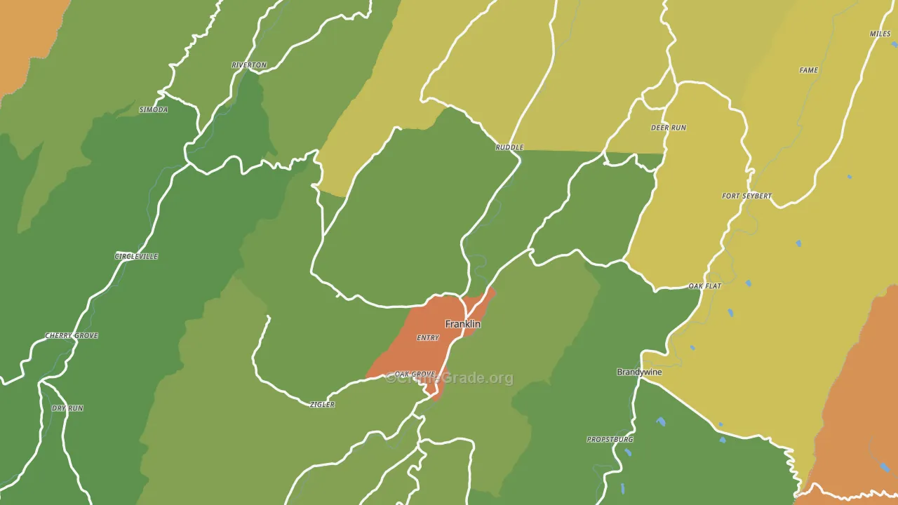 Pendleton County, WV Map of Burglary Rates