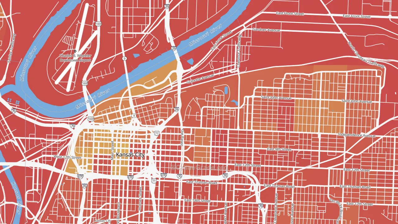Pendleton Heights, Kansas City, MO Map of Burglary Rates