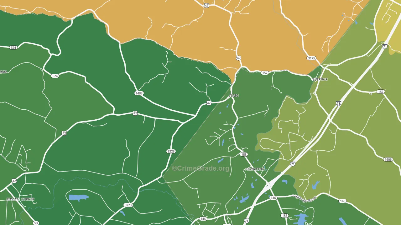 Pendleton, KY Map of Burglary Rates