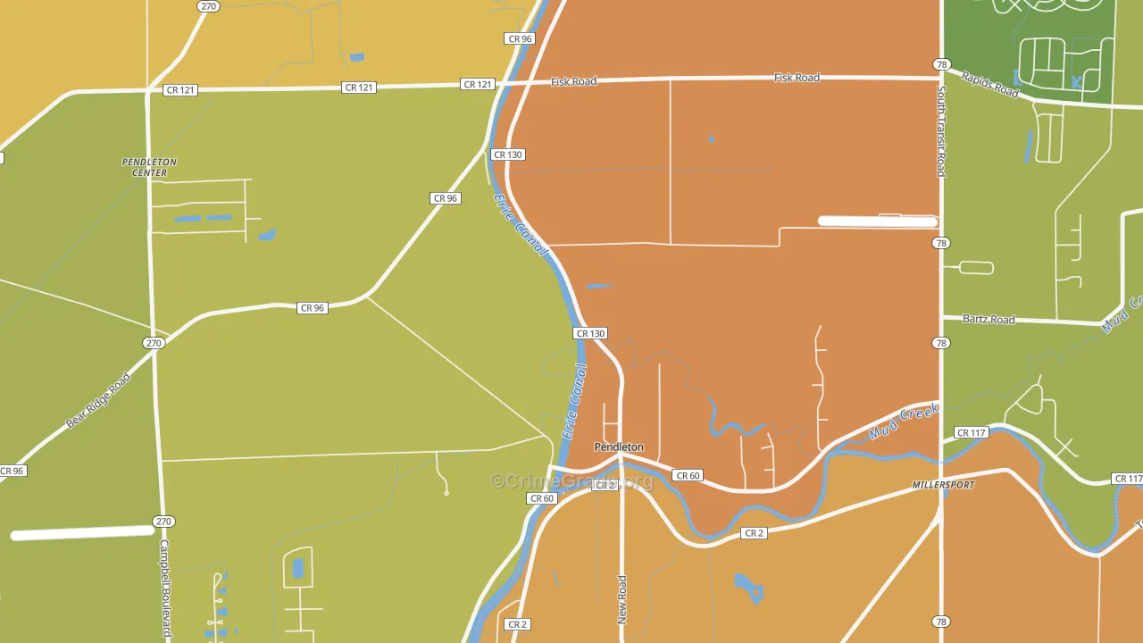 Pendleton, NY Map of Burglary Rates