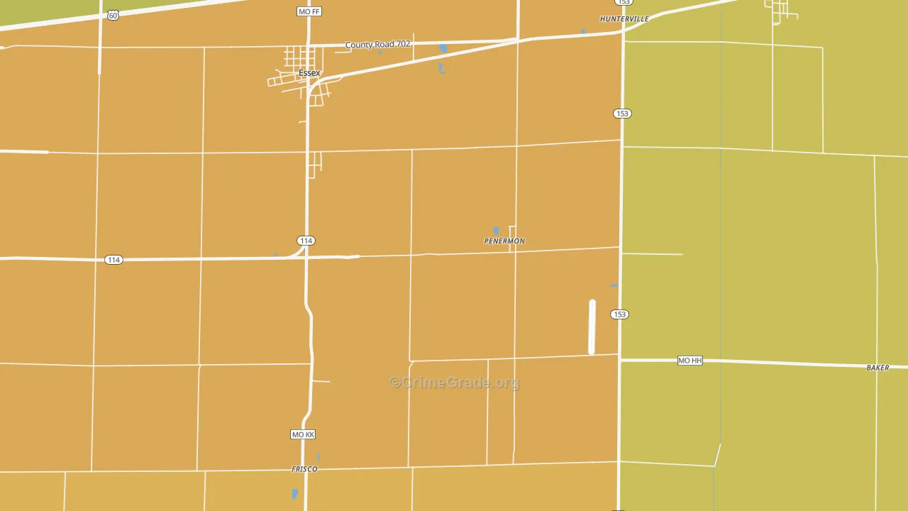 Penermon, MO Map of Burglary Rates