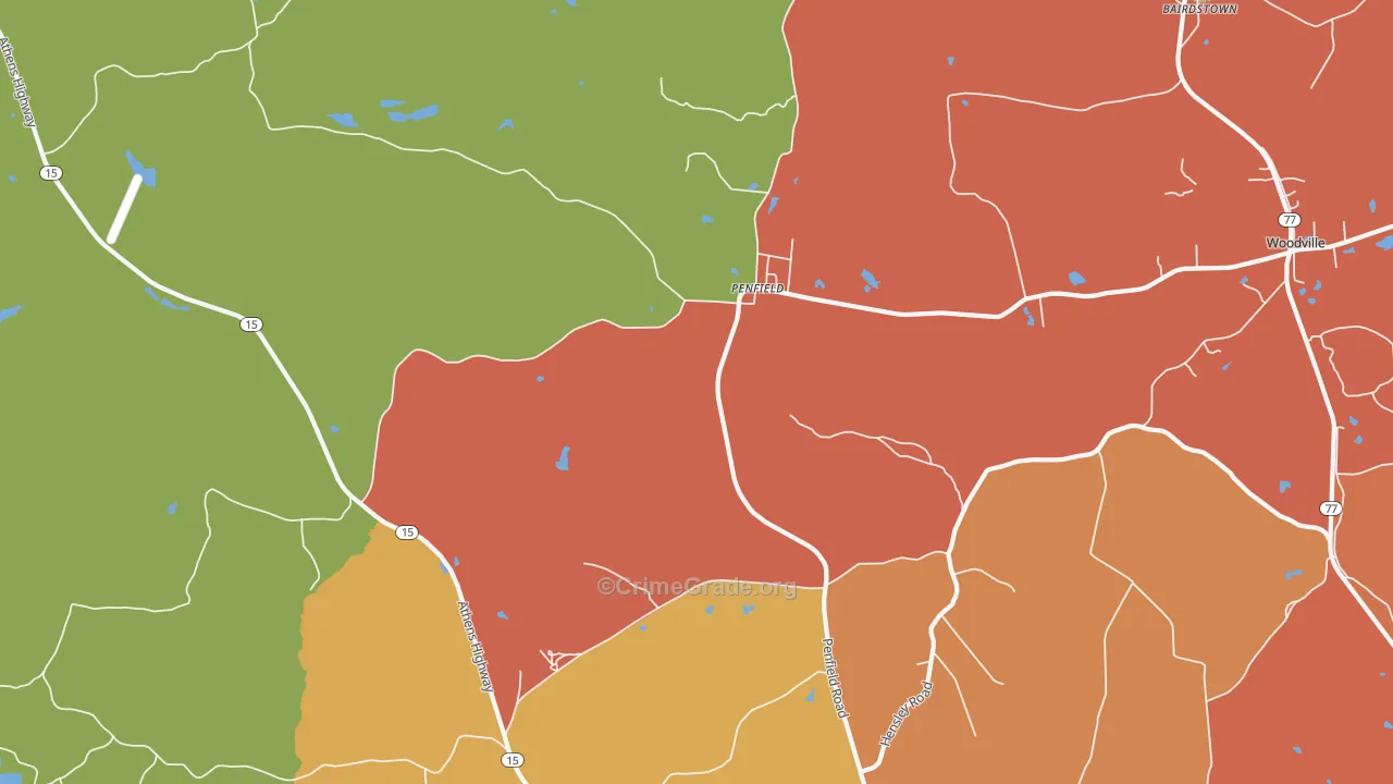 Penfield, GA Map of Burglary Rates