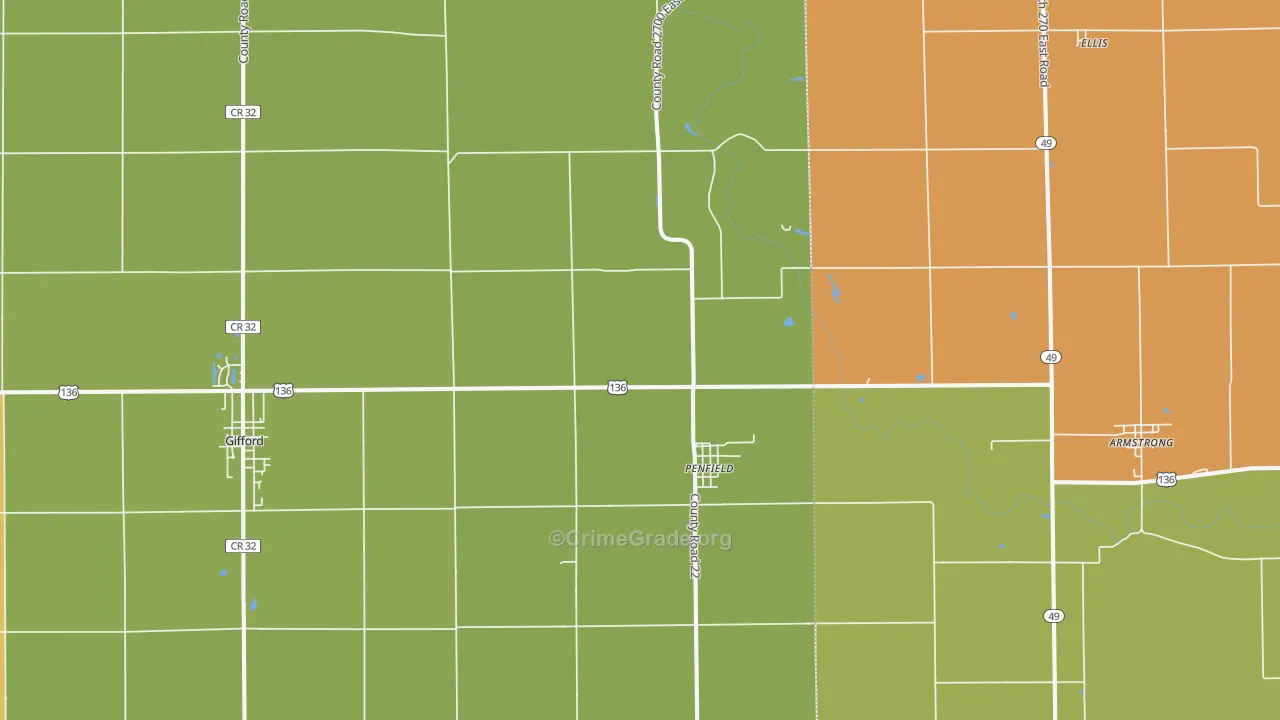 Penfield, IL Map of Burglary Rates