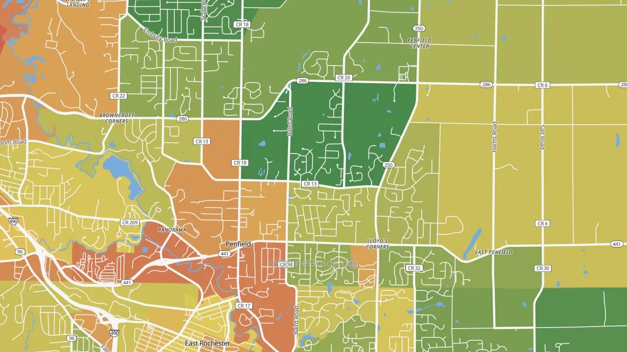 Penfield, NY Map of Burglary Rates