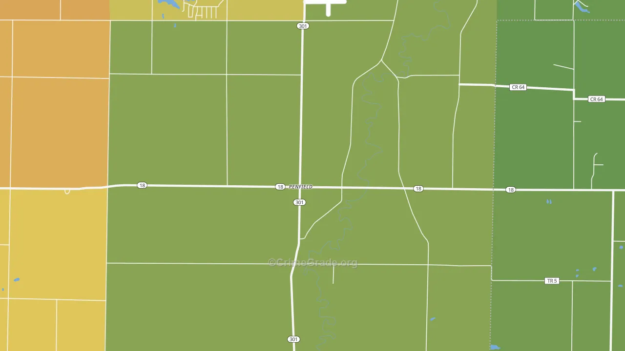 Penfield, OH Map of Burglary Rates