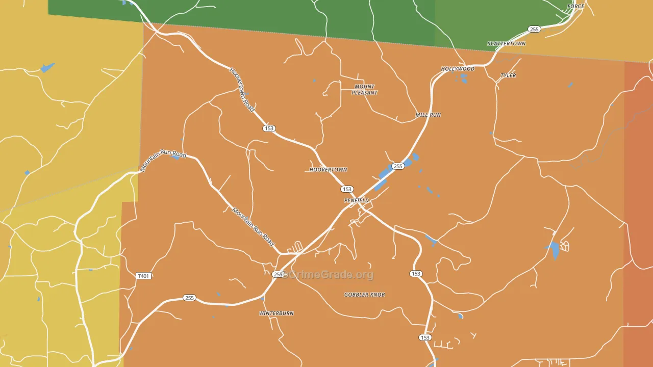 Penfield, PA Map of Burglary Rates