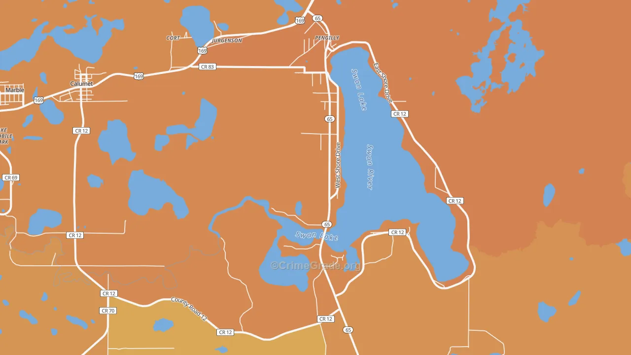 Pengilly, MN Map of Burglary Rates