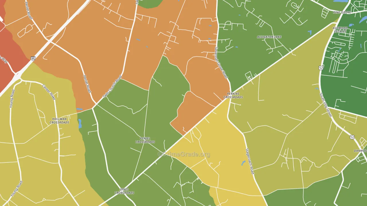 Peniel Crossroads, SC Map of Burglary Rates