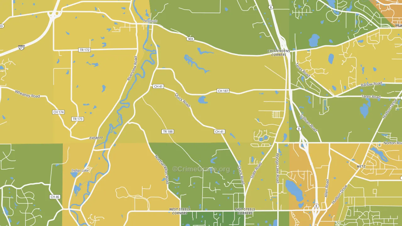 Peninsula, OH Map of Burglary Rates