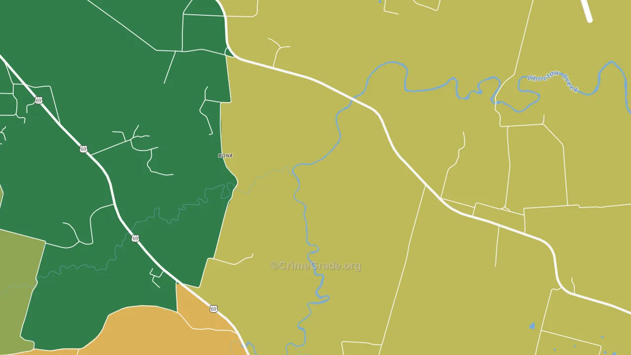 Penland, TX Map of Burglary Rates