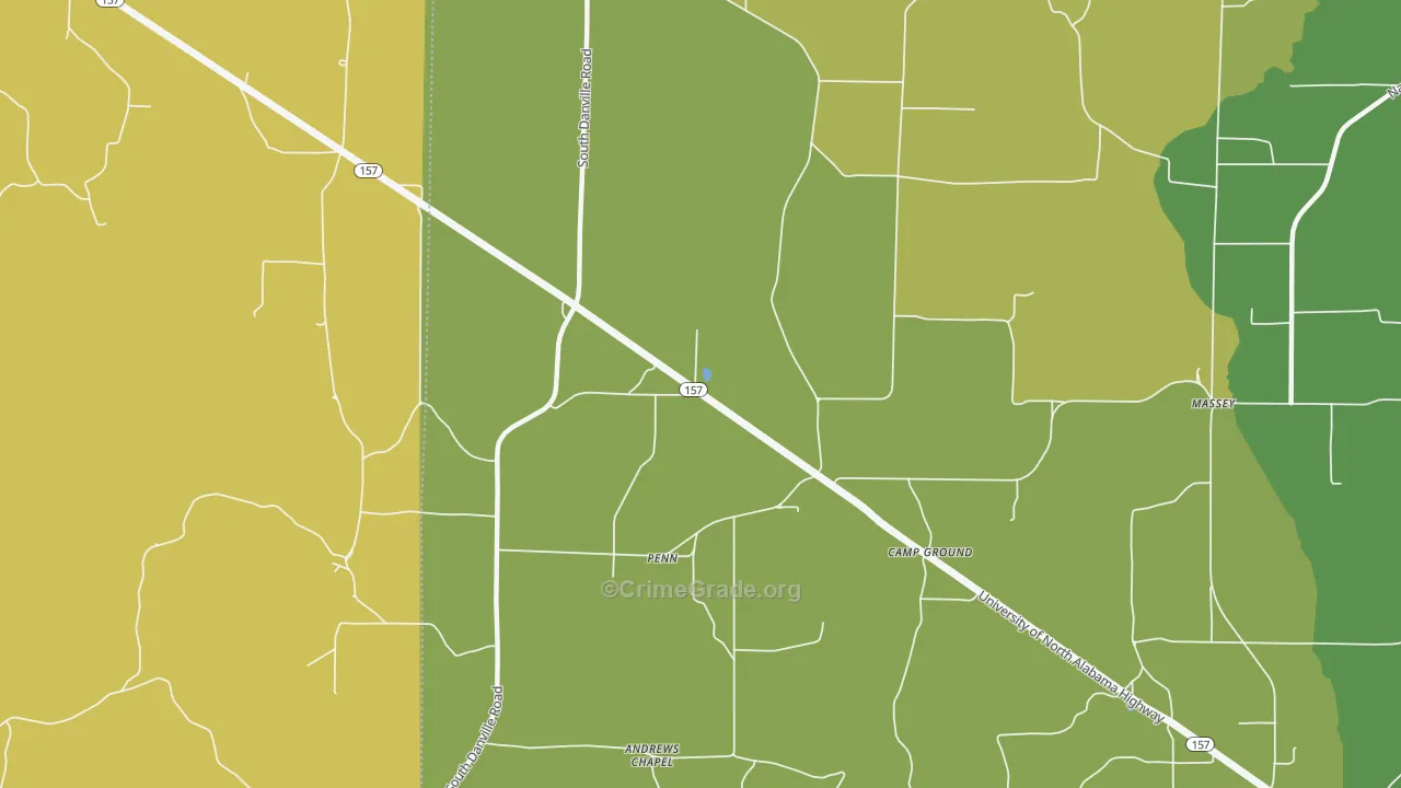 Penn, AL Map of Burglary Rates