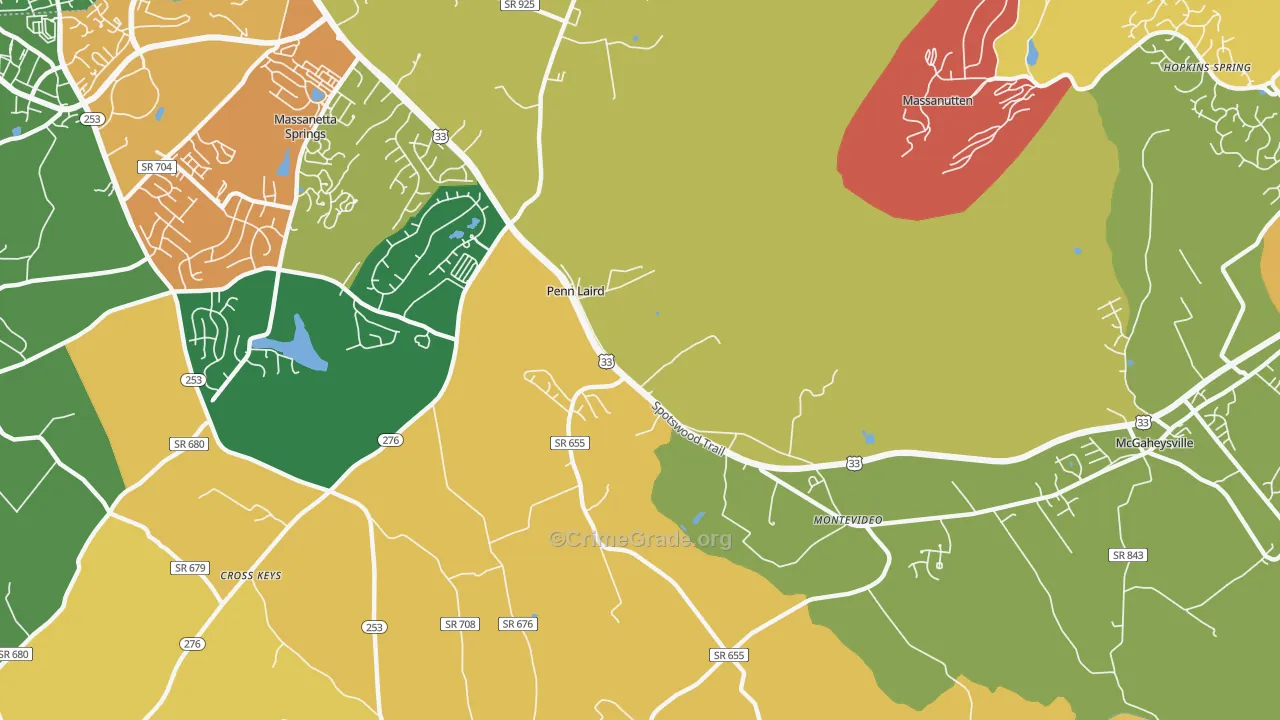 Penn Laird, VA Map of Burglary Rates
