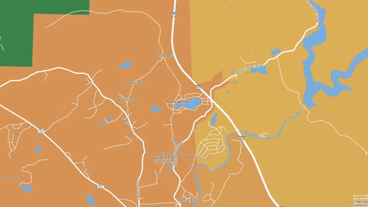 Penn Lake Park, PA Map of Burglary Rates
