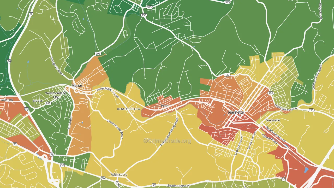 Penn, PA Map of Burglary Rates