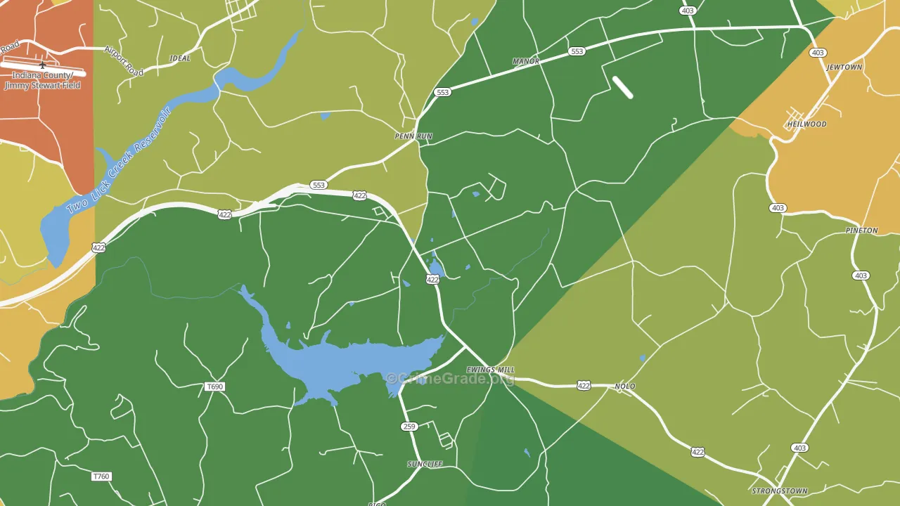 Penn Run, PA Map of Burglary Rates