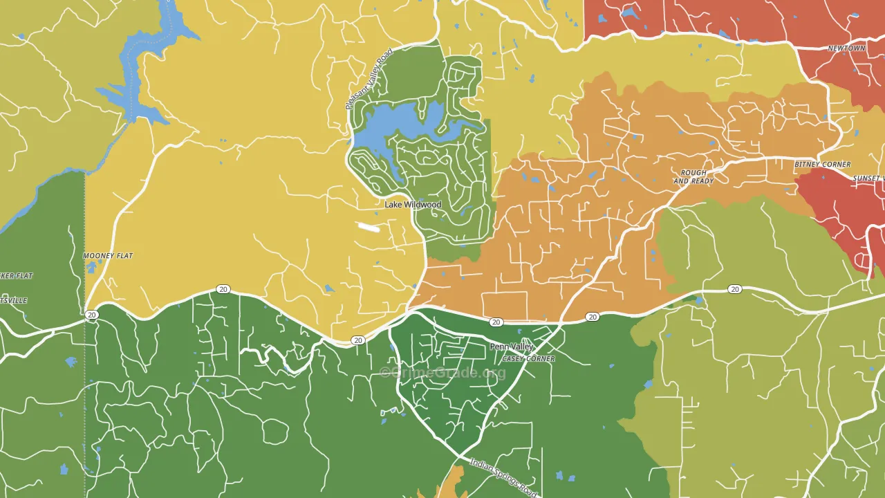 Penn Valley, CA Map of Burglary Rates