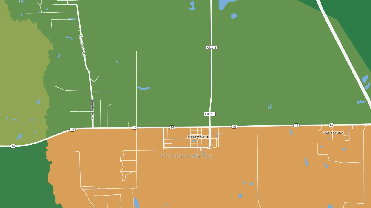 Penney Farms, FL Map of Burglary Rates