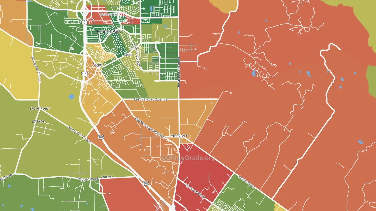 Penngrove, CA Map of Burglary Rates