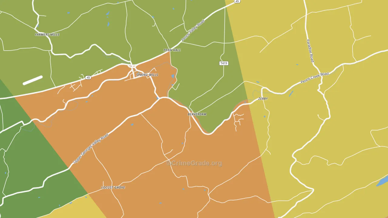 Pennhall, PA Map of Burglary Rates