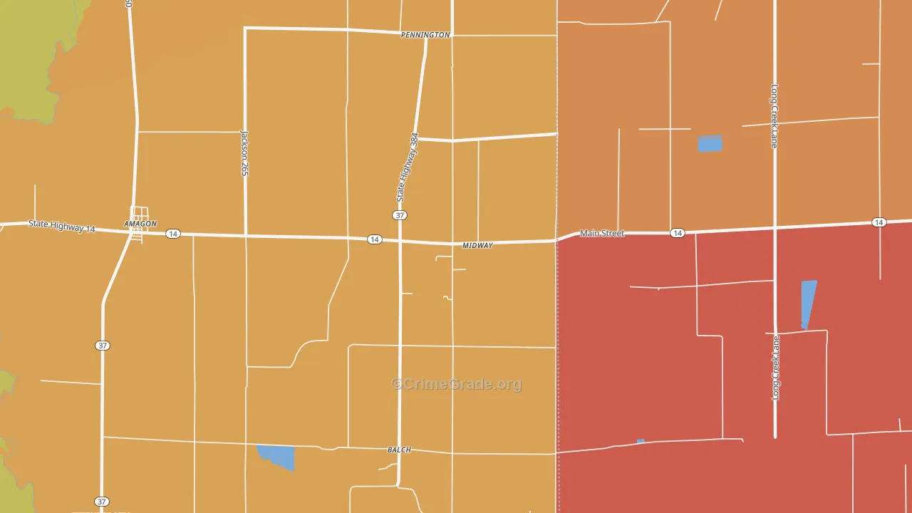 Pennington, AR Map of Burglary Rates