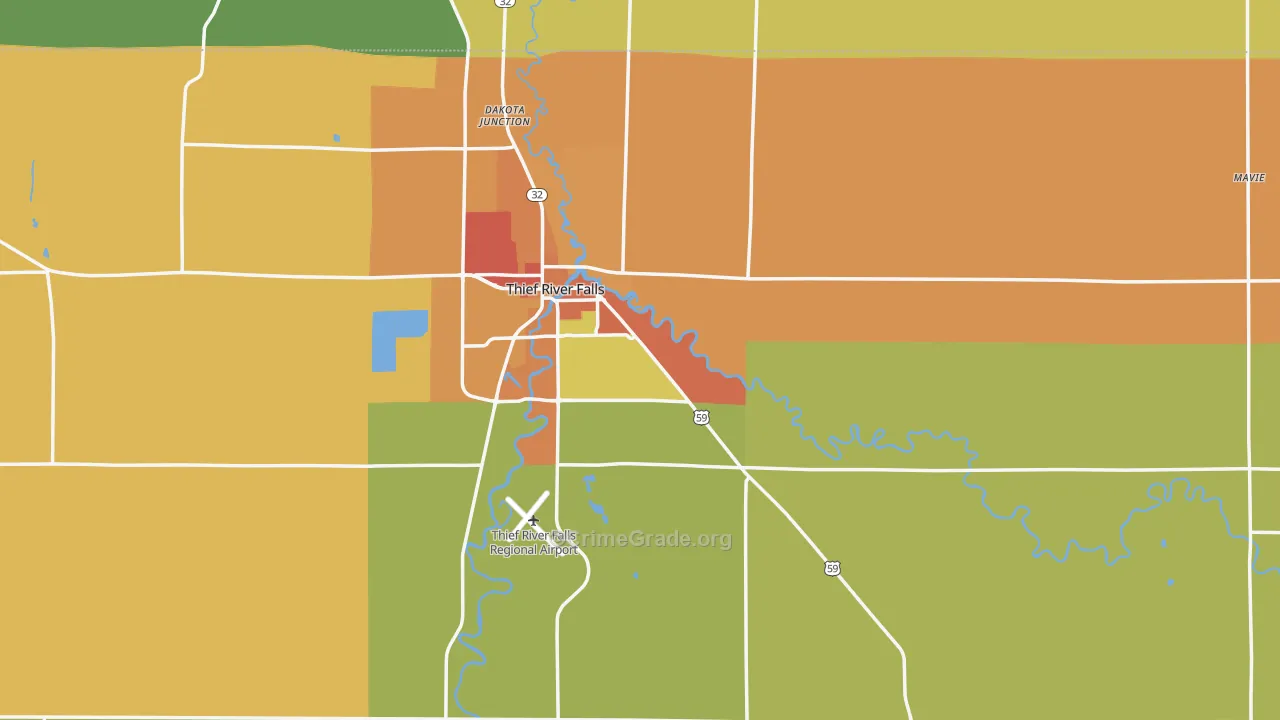 Pennington County, MN Map of Burglary Rates