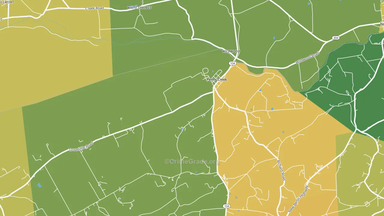 Penns Creek, PA Map of Burglary Rates