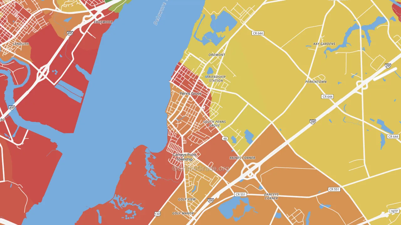 Penns Grove, NJ Map of Burglary Rates